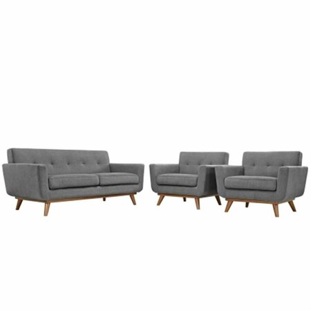 EAST END IMPORTS Engage Armchairs and Loveseat Set of 3- Gray EEI-1347-GRY